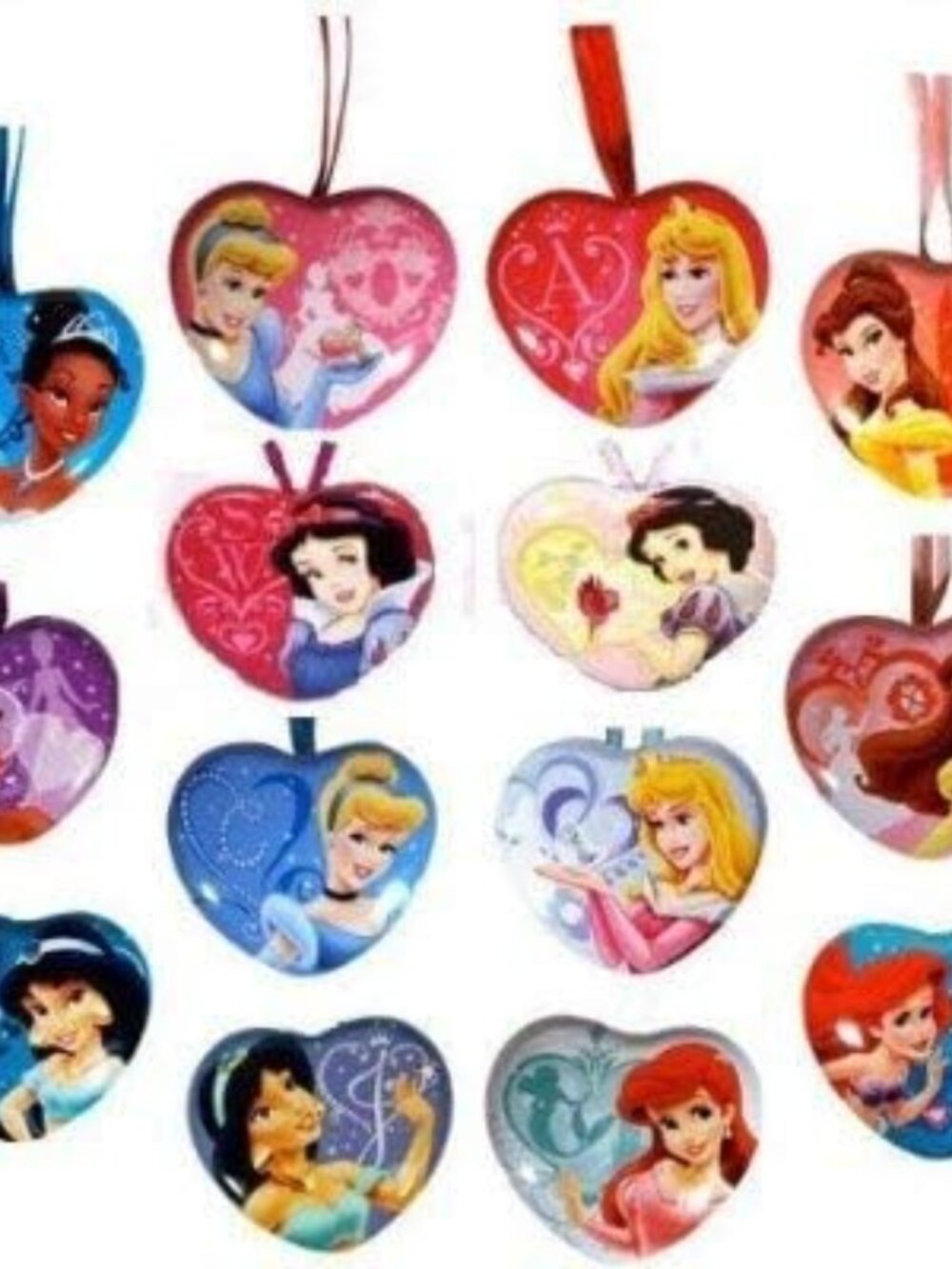 7 Disney Princess Lockets Heart Shape Keepsake Lockets - Fun Party Favors
